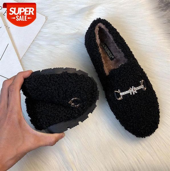 

sponge cake platform plus fluffy shoes, women's round toe, peasy cotton large size #ae5g, Black