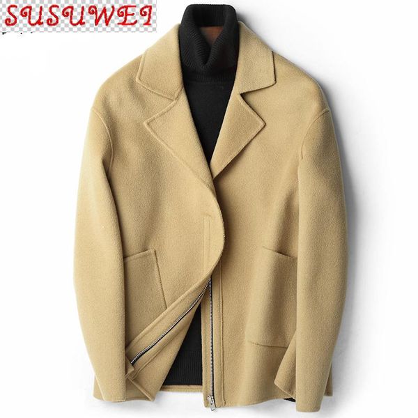 

autumn winter 100%wool coat men fashion cashmere male short jacket overcoat roupas abrigo hombre d-04-19511 zl391 men's wool & blends, Black
