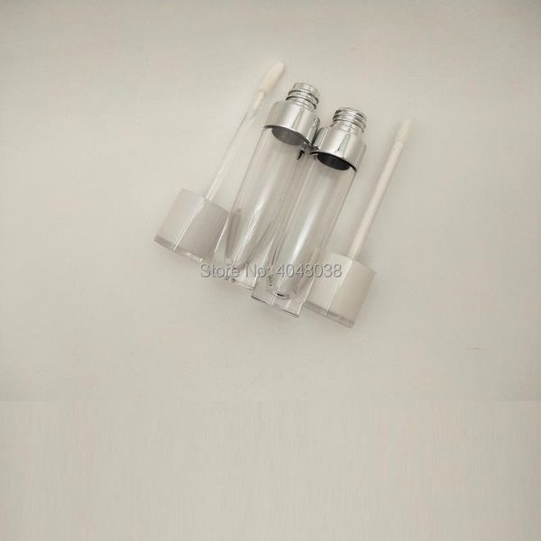 

storage bottles & jars empty 6.5ml lipgloss tube/bottles round white makeup containers custom logo lip glaze gloss tubes with clear wand 100