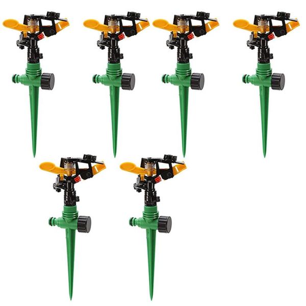 

watering equipments 6 pack garden sprinklers, lawn 360 rotating impact adjustable swing automatic irrigation tools