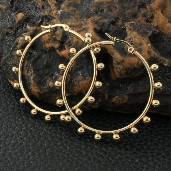 

hoop & huggie gold color fashion round stainless steel jewelry simple earrings personality bijoux femmes joyas mujer store egkzbiep, Golden;silver