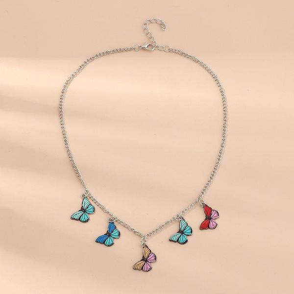 

pendant necklaces trendy multi-layer butterfly necklace for women gold color clavicle chain choker fashion female jewelry gifts, Silver