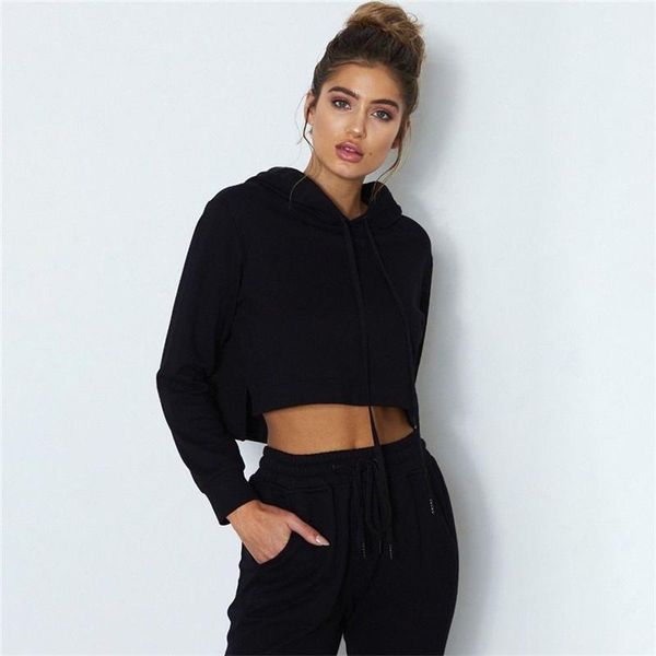 

women's hoodies & sweatshirts women 2021 autumn spring hooded fashion clothes long sleeve ladies solid hoodie coat pullover top, Black