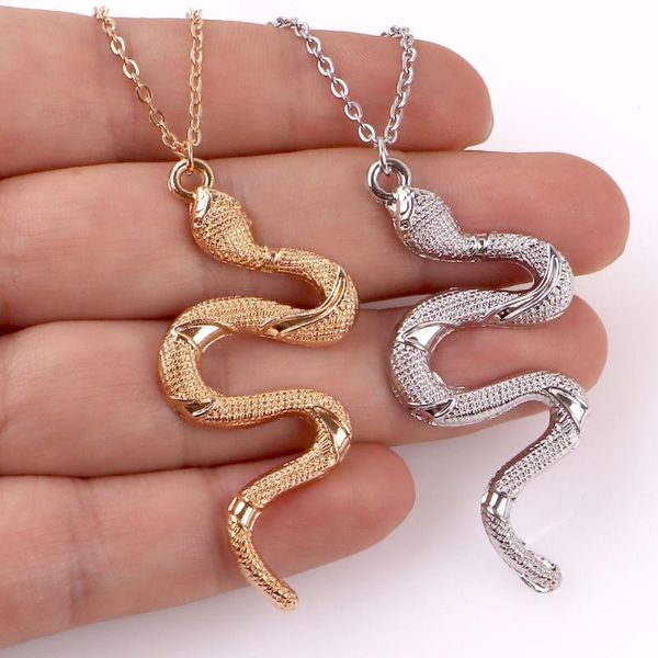 

pendant necklaces 2021 punk snake necklace golden silver color unquie men women neck jewelry statement pouplar wholesale