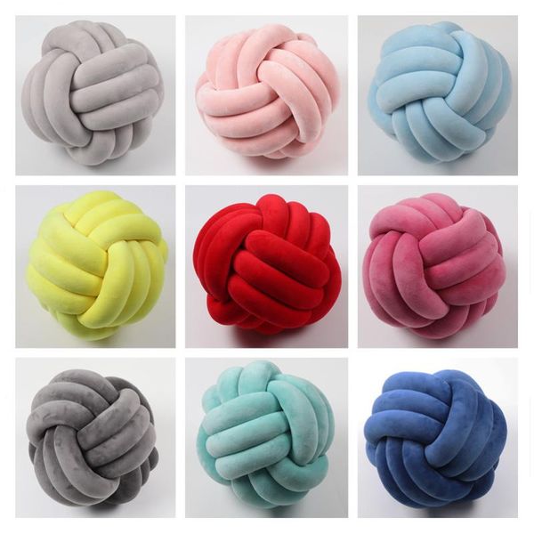 

cushion/decorative pillow dia27cm nordic style velvet knot ball sofa cushion baby stuffed toys kids bedroom decoration car cushions