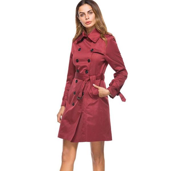 

women's trench coats elegant women autumn coat fashion lady spring medium length 2021 temperament slim female trend windbreaker g246, Tan;black