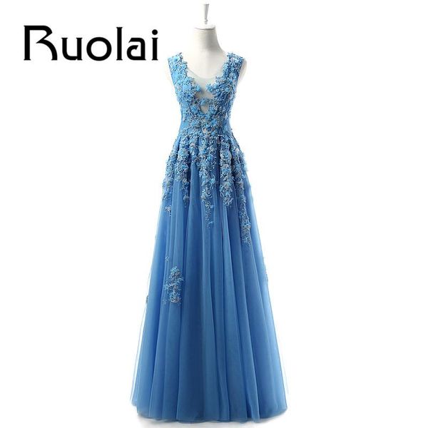 

party dresses real sample arrival 2021 blue lace applique flowers tulle scoop a line formal long evening for wedding, White;black