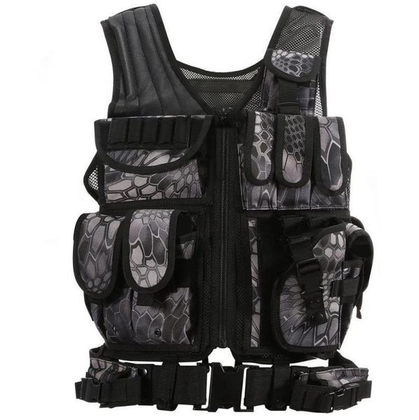 

multifunctional outdoor sports equipment adventure camouflage tactical vest amphibious cs hunting jackets, Camo;black
