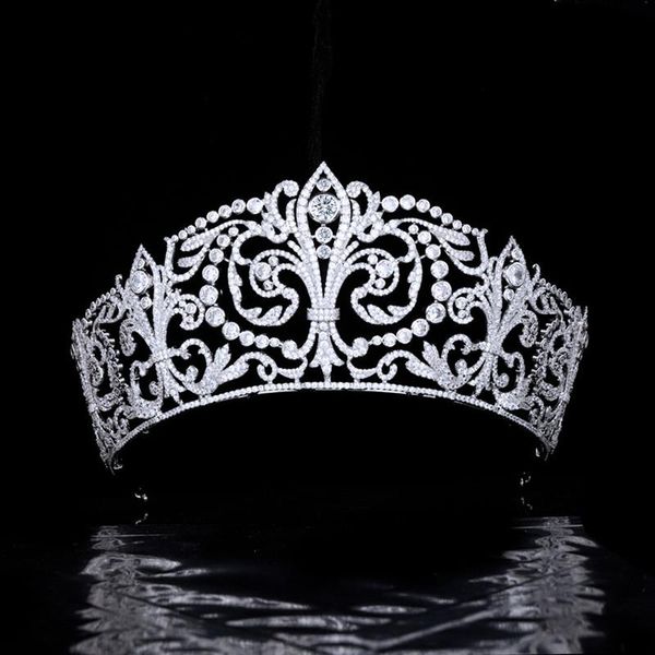 

hair clips & barrettes myfeivo luxury full zircon royal wedding crown queen tiaras elegant women accessory hq0588, Golden;silver