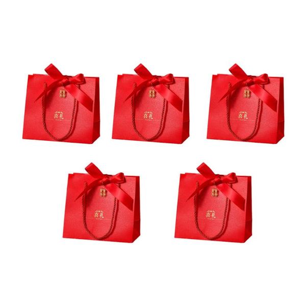 

gift wrap 5pcs bags candy storage pouch wrapping paper (red)