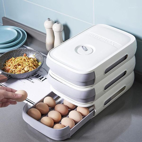 

storage bottles & jars household drawer-type egg boxes portable kitchen food arrangement rack refrigerator rolling drawer fresh-keeping box