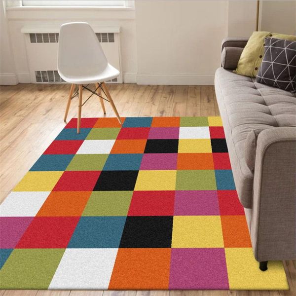 

carpets rugs for children rooms nordic colorful square pattern thickened carpet bedroom living room hand wash