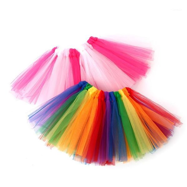 

baby girls skirts ballet dance ball gown tutu skirt rainbow colorful tulle children pettiskirt kids clothes mesh 2-7y a375, Blue