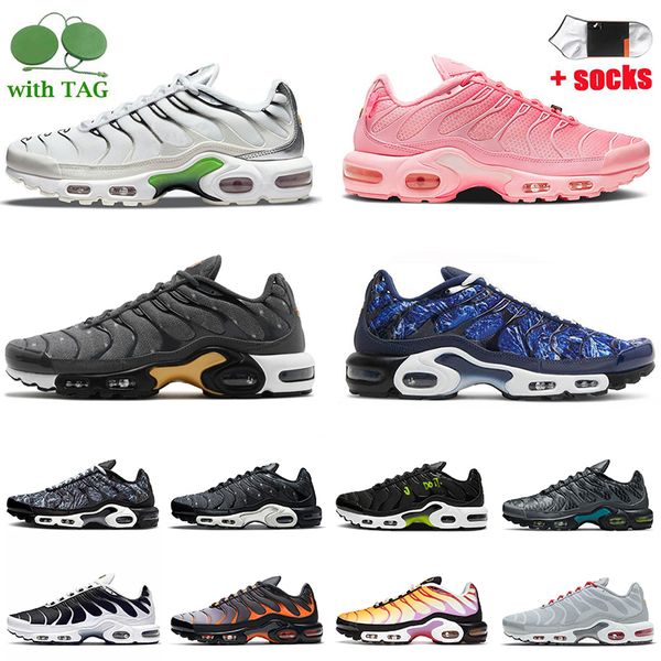 

mens womens designer tn plus running shoes metallic gold midnight navy neon green atlanta hyper blue grey combo fashion tns runner sneakers