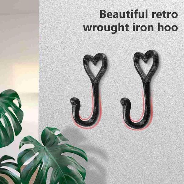

hooks & rails iron decorative vintage hat bedroom home wall mounted hanger black storage shape heart holder hook door coat w2s0