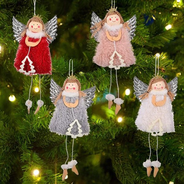 

decorative objects & figurines 2pcs christmas decoration silver legged angel girl scene pendant dress up year 2022