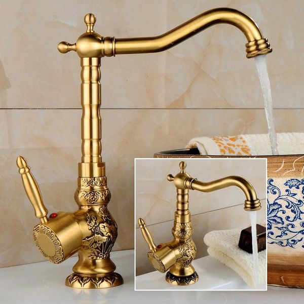 

bathroom sink faucets basin faucet antique bronze carved brass and cold mixer kitchen tap lavatory
