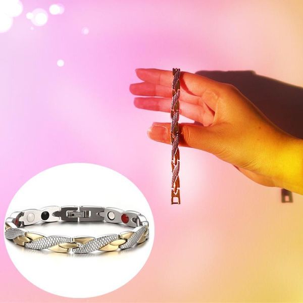 

twisted dragon pattern bracelets magnets energy healthy weight loss bangles jewelry bio magnetic balance link, chain, Black