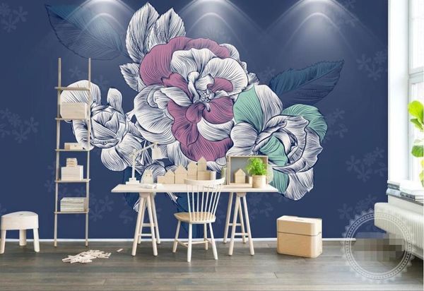 

wallpapers xue su wall covering custom wallpaper hand-painted flowers idyllic background a variety of materials are available