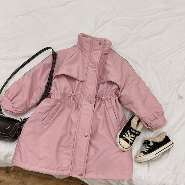 

down coat girls fashion clothes for girl autumn winter korean casual wear pink zipper mid-length 3-8 years old all-match, Blue;gray