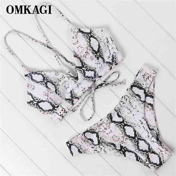 

omkagi swimwear women leopard up tie dye micro bikini bathing suit bandage beachwear swimsuit bikinis 2021 mujer, White;black