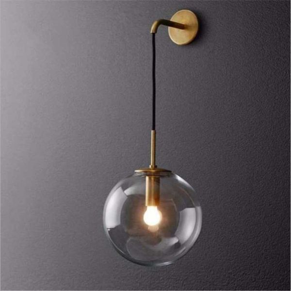 

wall lamp nordic gold black glass balls light led sconce for cafe fixtures porch bedroom restaurant lighting