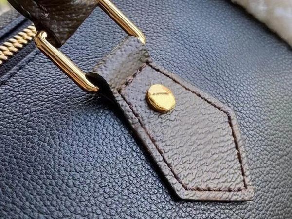 

m56966 speedy bandouliere 30 grained black leather canvas flowers embroidery applique motif padlock lady shoulder bag handbag bag travel bag