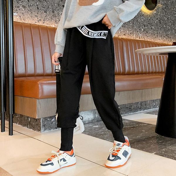

trousers 2021 autumn arrival girls fashion knitted pants kids casual children harme khaki black long 8 10 12y, Blue