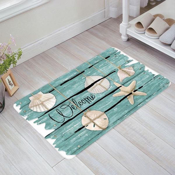 

cushion/decorative pillow wood starfish conch welcome anti slip floor mats carpet doormat for entrance door mat indoor kitchen living room f