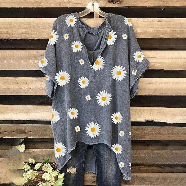 

women's plus size blouse floral print half sleeve v neck streetwear daily weekend polyester fall gray t8jj#, Black