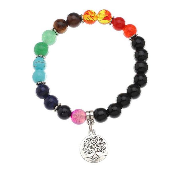 

charm bracelets chakra healing bead bracelet natural stone mala pendant buddha balance for women men yoga jewelry, Golden;silver