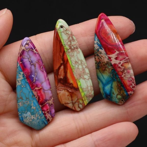 

charms natural semi-precious stone emperor horse eye shape pendant 16x40mm for jewelry making necklaces gift, Bronze;silver