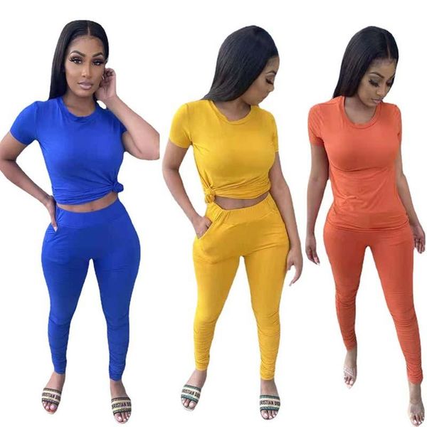 

two-piece women's casual suit, short-sleeved t-shirt, trousers, summer clothes running sets, Black;blue