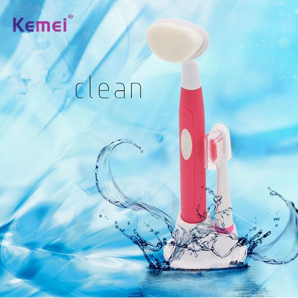 

smart electric toothbrush kemei original practical 2 in 1 ultrasonic facial cleaning brush teeth face portable washing beauty tool