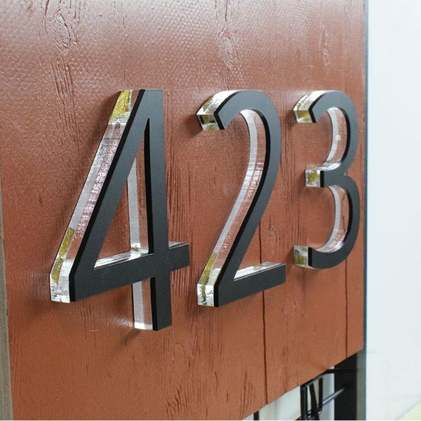 

crystal house numbers 0-9 abc acrylic 3d modern door plates stainless steel letter sign custom plate address number for other hardware