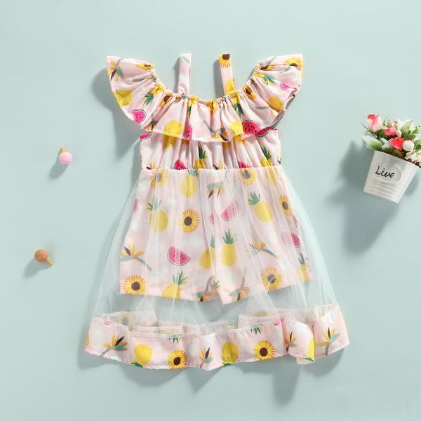 

clothing sets baby romper, kids summer pink fruit print boat neck sleeve jumpsuit for 18 months-6 years, White