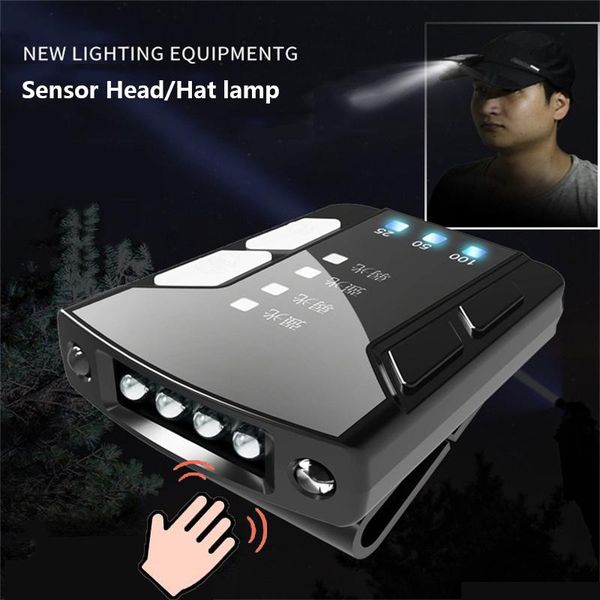 

mini rechargeable led headlamp body motion sensor headlight waterproof cob head light torch built-in battey lamp for hat fishing headlamps