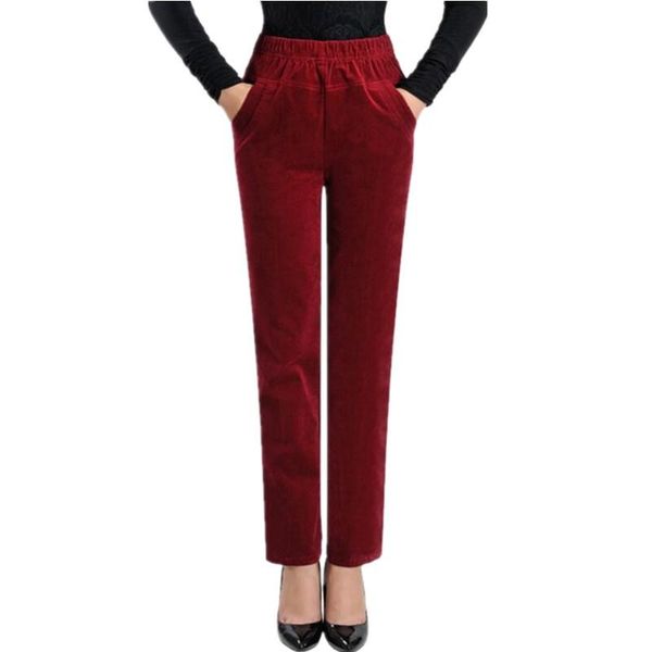 

women's pants & capris 2021 women autumn winter corduroy trousers female high waist straight casual s393, Black;white
