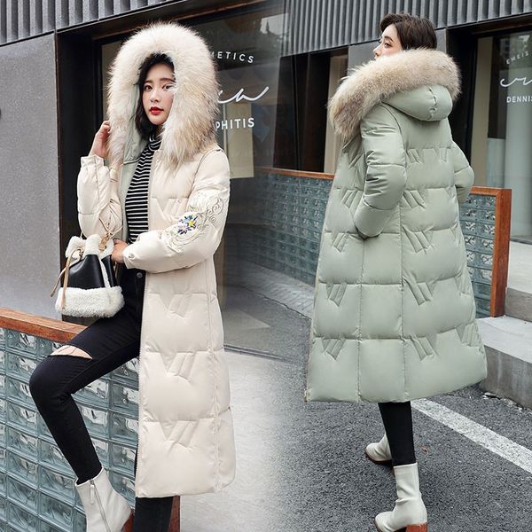 

winter cotton padded jacket elegant female long double sided jackets casual thickness hooded coat 210423, Black