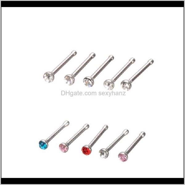 

rings & studs drop delivery 2021 24 pieces / set ring fashion stainless steel inlaid diamond jewelry nose nail body piercing jewelry489 t2 b, Silver