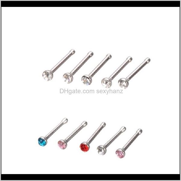 Ringe Studs Drop Lieferung 2021 24 Teile / satz Ring Mode Edelstahl Intarsien Diamant Schmuck Nase Nagel Körper Piercing Schmuck489 T2 Bw