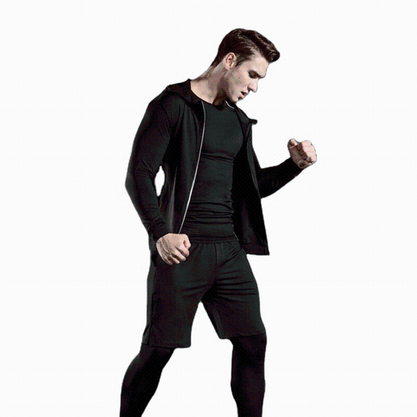 

gym clothing 5 pcs/set men's tracksuit fitness compression sports suit clothes running jogging sport wear exercise workout tights, White;black