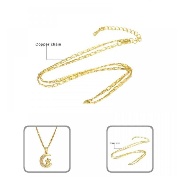 

pendant necklaces women fashionable all match moon star chain necklace jewelry accessories, Silver