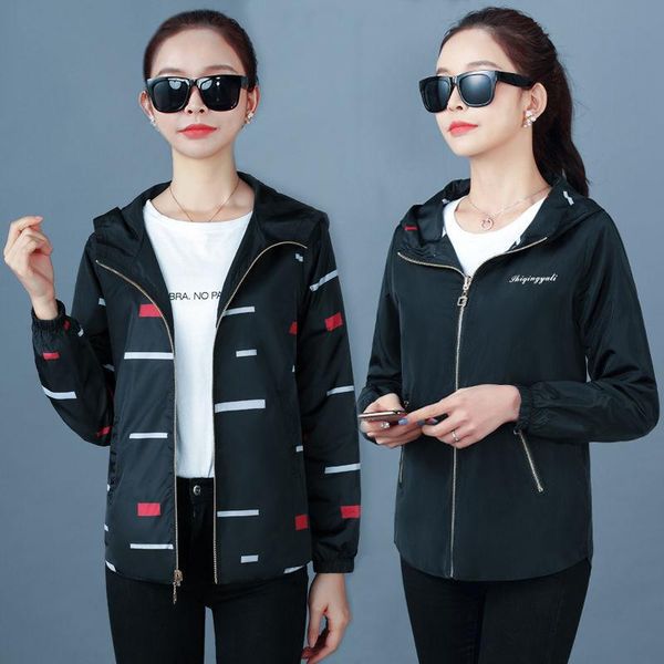 

women's trench coats two-side wear jacket female korean spring autumn women windbreaker hooded student zipper coat manteau femme 4xl, Tan;black