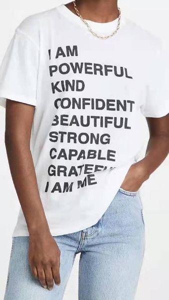 

women's t-shirt 2021 fashion summer short sleeve 100% cotton letter printed t shirt for women, White