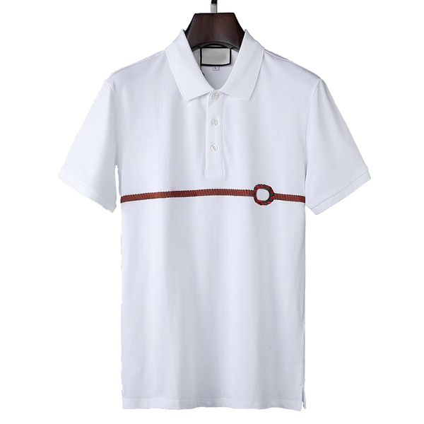 

mens polos shirt designer summer fashion stripe t shirts snake bee floral embroidery short sleeve elastic and breathable t-shirt high street, White;black