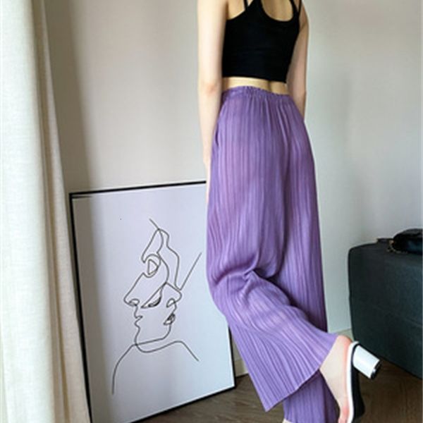 

dresses miyake fashion fold solid loose straight pants, White