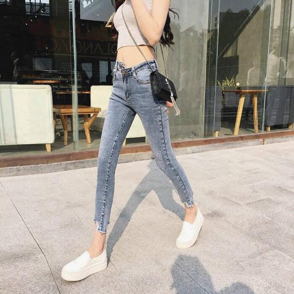 

women's jeans fa301 2021 autumn winter women fashion casual denim pants high waist womens, Blue