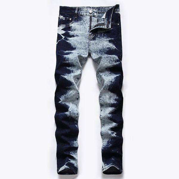 

men's jeans 2021 fashion casual slim stretch large size high street novelty men denim pants, Blue