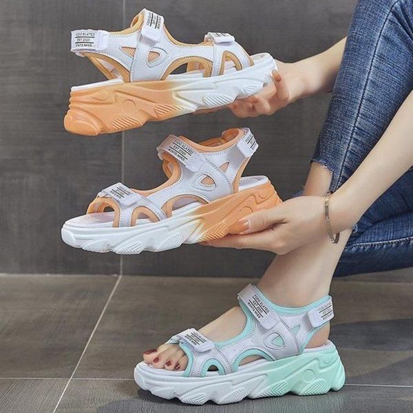 

dress shoes 2021 summer thick bottom female sport sandals hollow out open toe platform women wedge casual ladies beach, Black